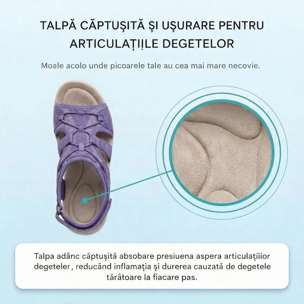 Sandale ortopedice sport cu plasă respirabilă – model reglabil cu mai multe barete, ideale pentru degete în ciocan