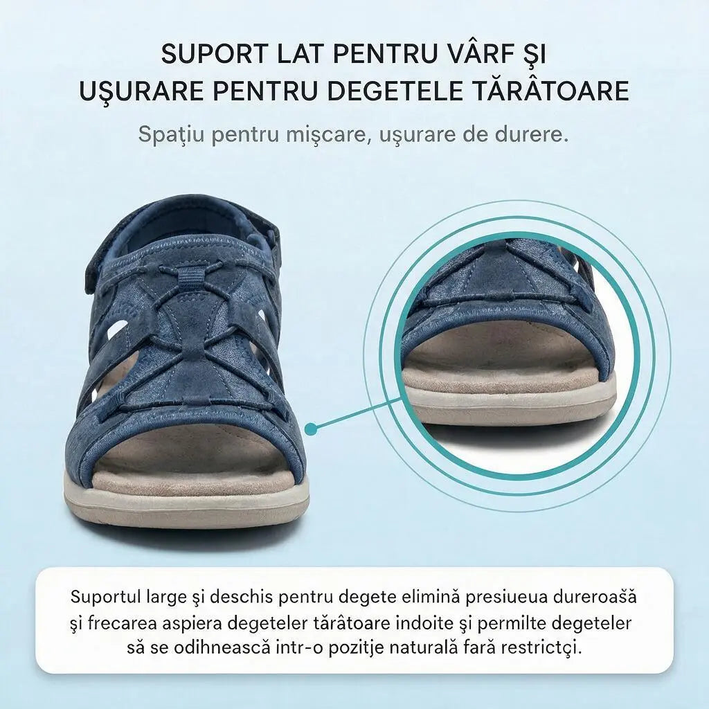 Sandale ortopedice sport cu plasă respirabilă – model reglabil cu mai multe barete, ideale pentru degete în ciocan