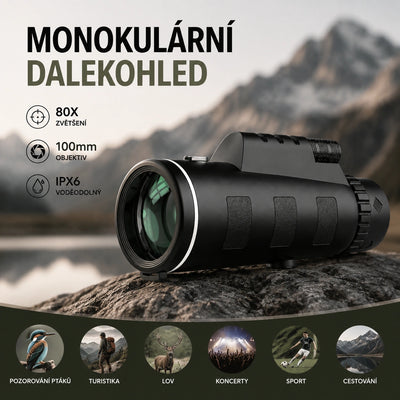 Prémiový monokulární dalekohled 40×60 – ostrý obraz, noční vidění a focení mobilem pro venkovní dobrodružství
