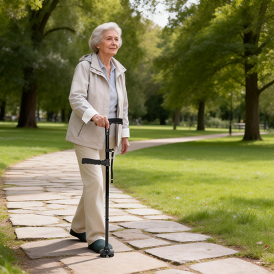 Baston de mers pliabil și multifuncțional din oțel inoxidabil antiderapant – ideal pentru seniori 70+