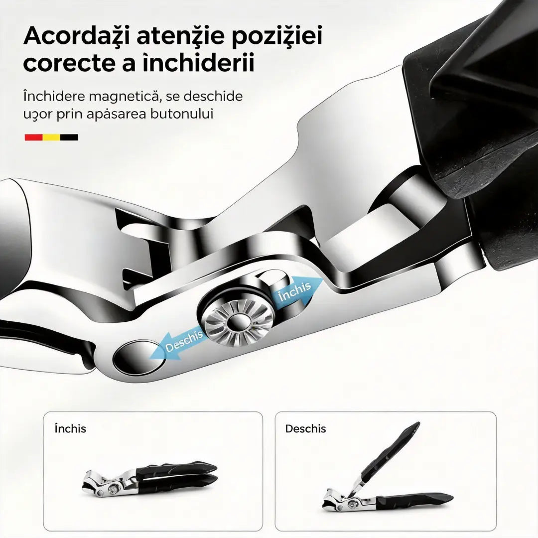 Cleşte de unghii ergonomic din oțel inoxidabil pentru seniori – mâner lung antialunecare pentru unghii groase (mâini și picioare)