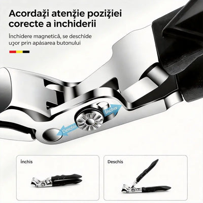 Cleşte de unghii ergonomic din oțel inoxidabil pentru seniori – mâner lung antialunecare pentru unghii groase (mâini și picioare)