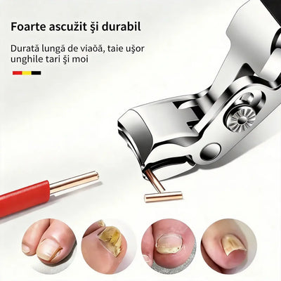 Cleşte de unghii ergonomic din oțel inoxidabil pentru seniori – mâner lung antialunecare pentru unghii groase (mâini și picioare)