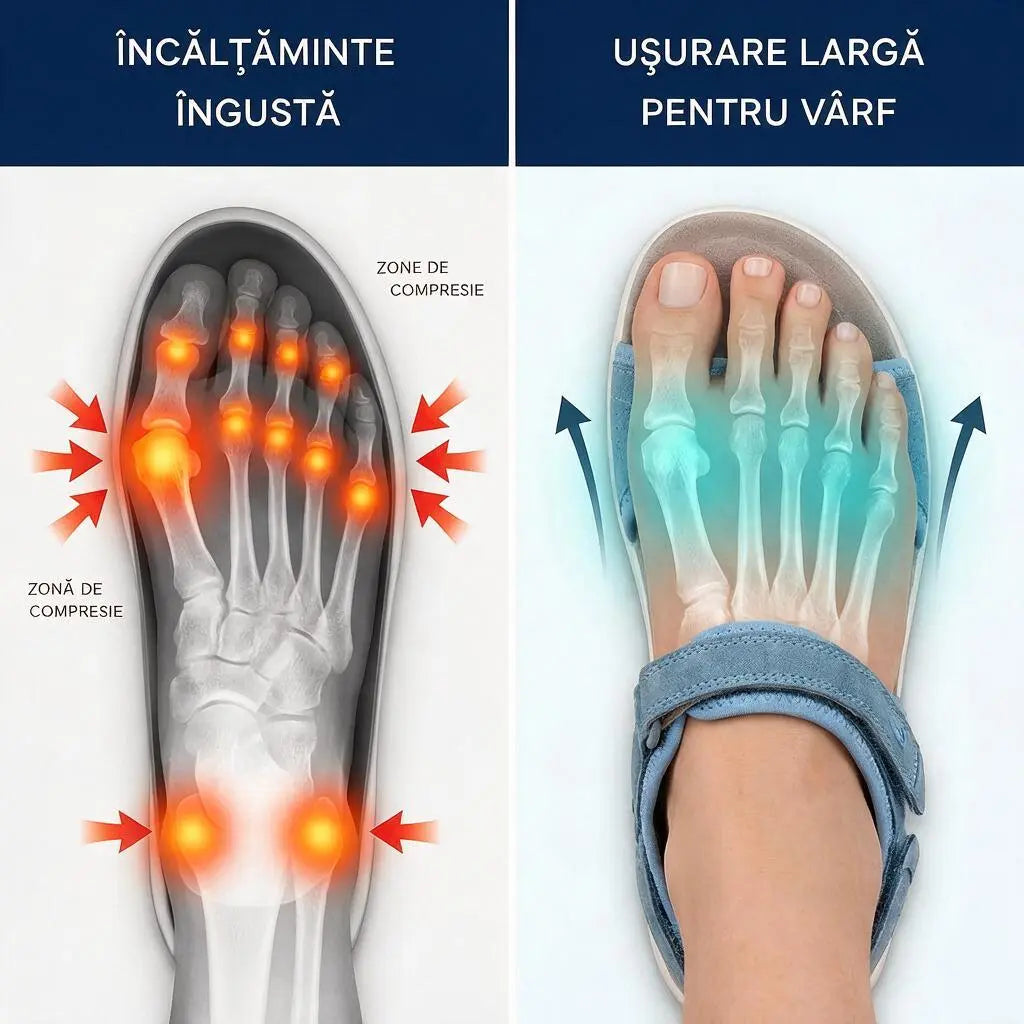 Sandale ortopedice sport cu plasă respirabilă – model reglabil cu mai multe barete, ideale pentru degete în ciocan
