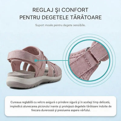 Sandale ortopedice sport cu plasă respirabilă – model reglabil cu mai multe barete, ideale pentru degete în ciocan